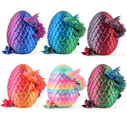 Rapean 8 3D Printed Dragon Eggs Easter Basket Stuffers for Kids and Teens Unique Easter Toys Decor for Children Mysterious Dragon Toys Gifts for Boys Girls 6 Pack - Image 1