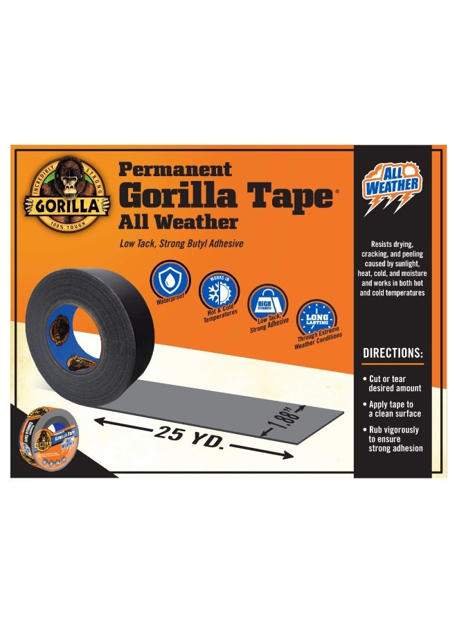Gorilla All Weather Outdoor Waterproof Duct Tape Uv And Temperature Resistant 1.88 X 25 Yd Black Pack Of 1  - Image 4