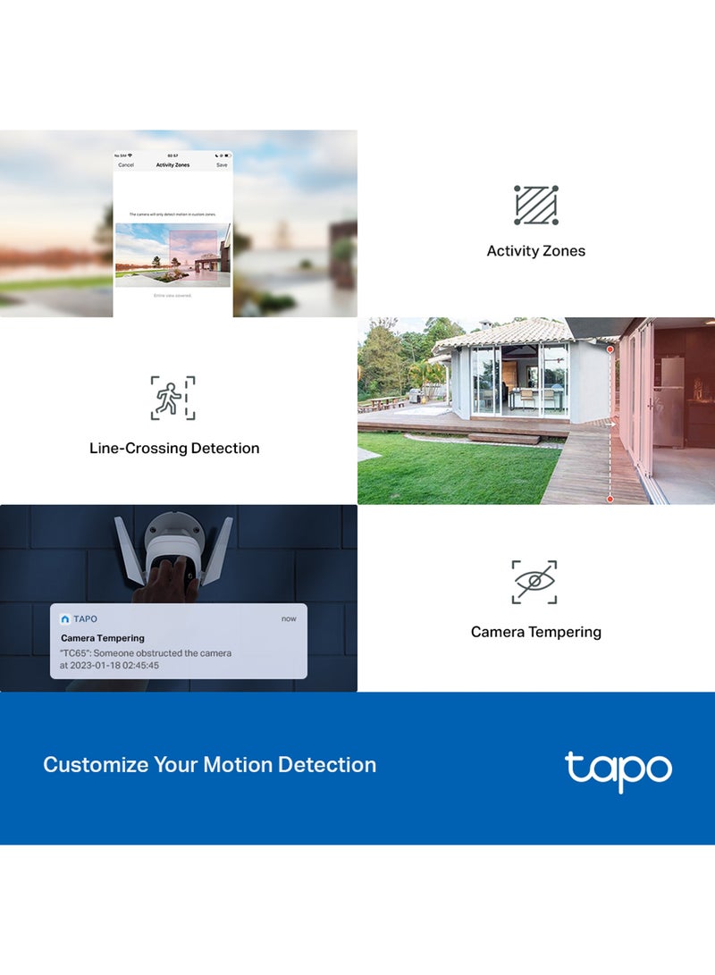 تي بي لينك كاميرا مراقبة خارجية من Tapo TC65، مقاومة للطقس، لا تحتاج إلى محور، تعمل مع Alexa وGoogle Home، عالية الدقة 3 ميجا بكسل، صفارة إنذار مدمجة مع رؤية ليلية، صوت ثنائي الاتجاه، تخزين SD - Image 5