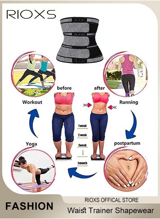 RIOXS Shapewear For Men And Women,Unisex Waist Trainer Weight Loss Belt,Waist Cincher Corset Slimming Body Shaper,Neoprene Waist Trimmer Sweat Belt,Compression Trimmer Workout Trainer Belt  - Image 1