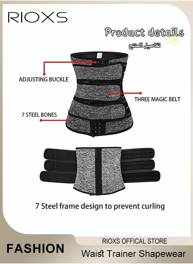 RIOXS Shapewear For Men And Women,Unisex Waist Trainer Weight Loss Belt,Waist Cincher Corset Slimming Body Shaper,Neoprene Waist Trimmer Sweat Belt,Compression Trimmer Workout Trainer Belt  - Image 3