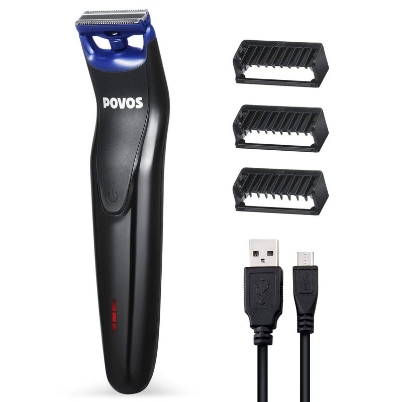POVOS POVOS One-Blade Beard Trimmer, Bidirectional Electric Face&Body Hair Removal Shaver, Waterproof Stubble Detail Groomer Kit 