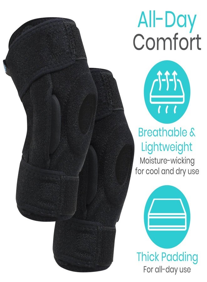 Vive Hinged Knee Brace Adjustable Open Patella Support For Swollen Acl Tendon Liga T And Iscus Injuries Athletic Compression Wrap For Running Wrestling Arthritic Joint Pack of 2 Black - Image 2