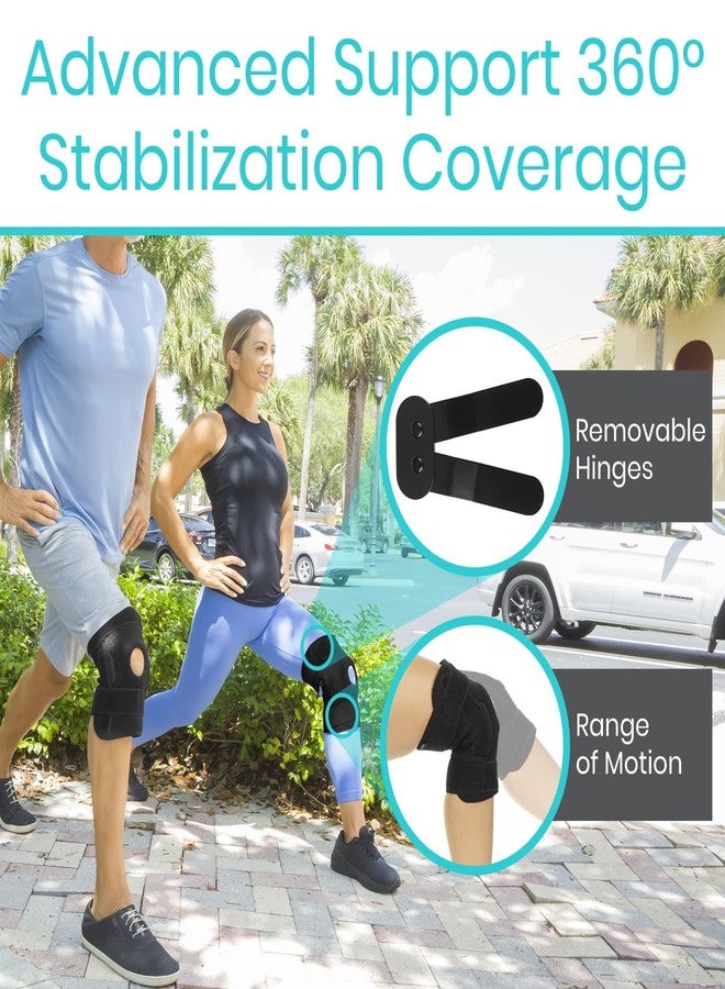 Vive Hinged Knee Brace Adjustable Open Patella Support For Swollen Acl Tendon Liga T And Iscus Injuries Athletic Compression Wrap For Running Wrestling Arthritic Joint Pack of 2 Black - Image 3
