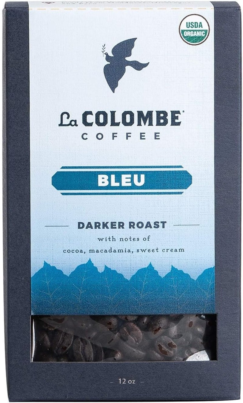 La Colombe قهوة لا كولومب بلو العضوية المحمصة الداكنة - عبوة 12 أونصة من 4 مع نكهات الكاكاو، المكاديميا وكريمة حلوة - Image 1