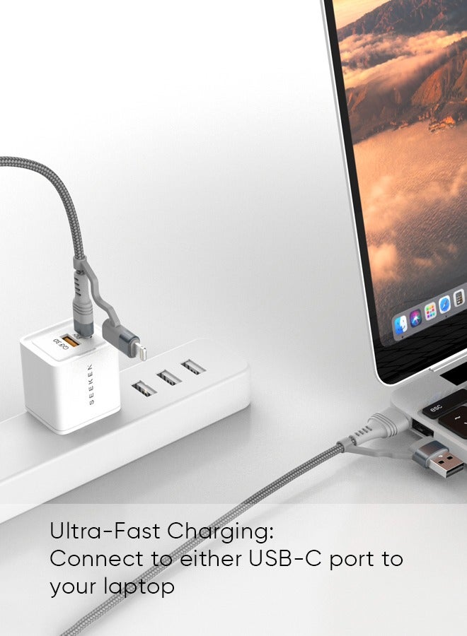 SEEKEN 30W Dual port USB+PD Gan Charger - White | Fast Charging | 2 in 1 | Compact | Power Delivery | Premium Design | High-Quality. - Image 2