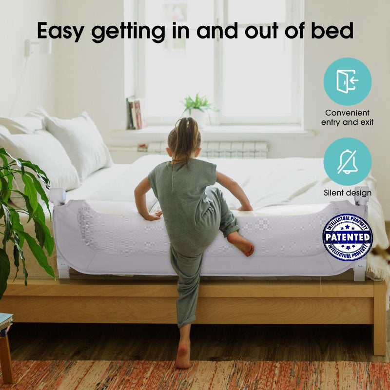 NUTIKAS Baby Bed Rail Guard for Toddlers - 47" Toddler Bed Side Rails for Twin, Full, Queen Bunk Size Bed Swing Down Bedrail Extral Tall Child Safety Side Railing Guards for Kids - Image 2