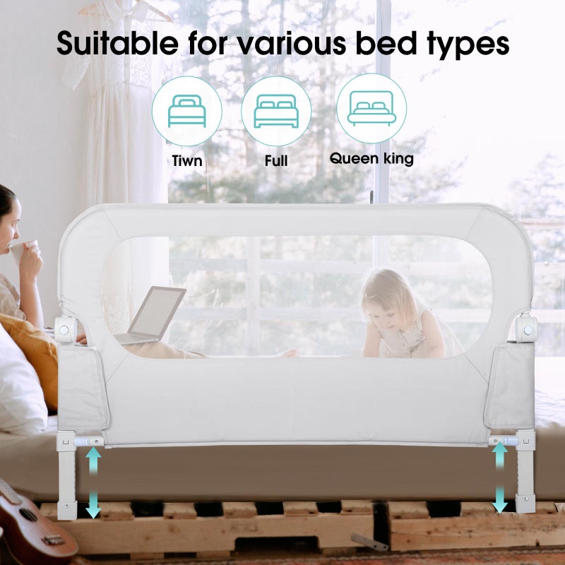 NUTIKAS Baby Bed Rail Guard for Toddlers - 47" Toddler Bed Side Rails for Twin, Full, Queen Bunk Size Bed Swing Down Bedrail Extral Tall Child Safety Side Railing Guards for Kids - Image 4