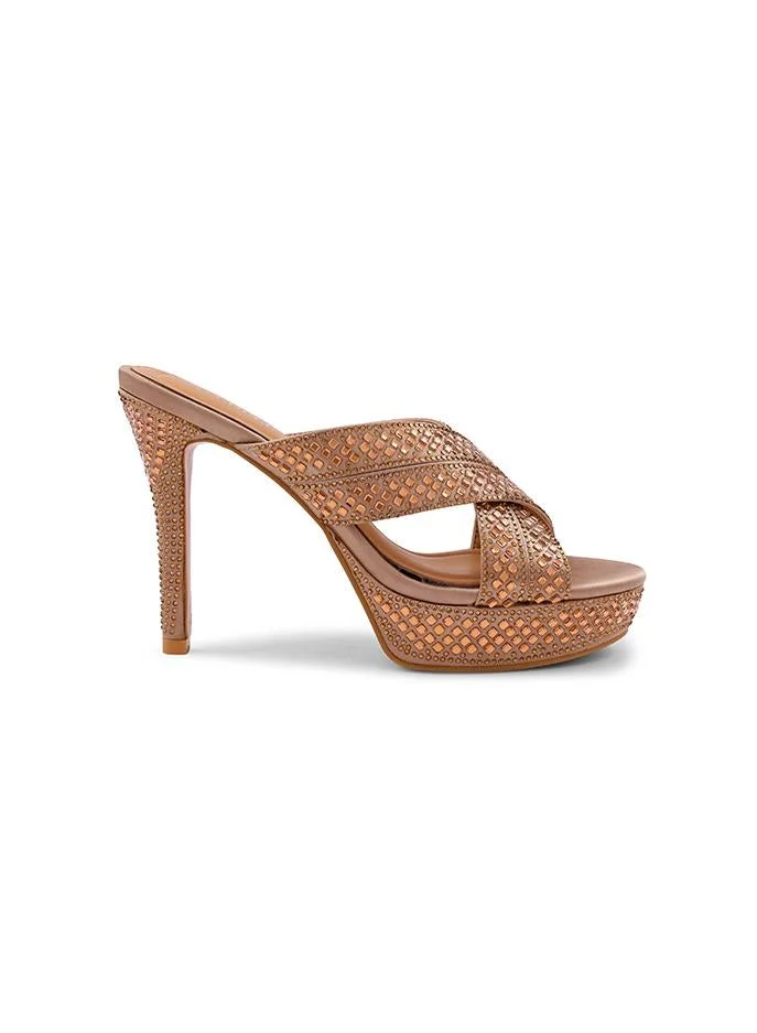 كابلي Cuple Embellished Cross Strap Platform Heels