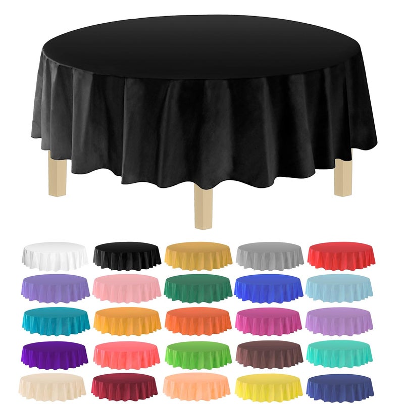 allgala Premium Plastic Table Cover Medium Weight Disposable Tablecloth12PK Round 84BlackWaterproof StainResistent Easy CleanUp for Parties Events Gathrings and Everyday Use TC58502