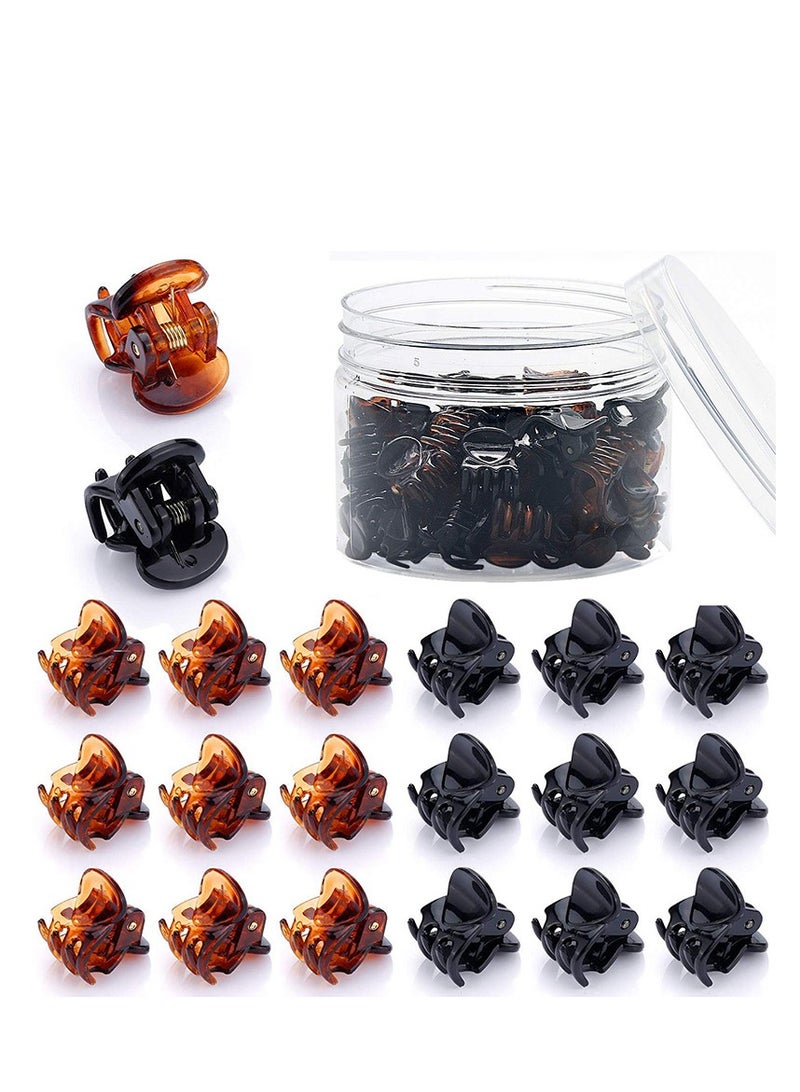 48Pcs Small Hair Clips, Mini Hair Claws, Durable Hair Clamps for Women Girl, Hair Decroation Buns, Pining Bangs, Strong Grip, Multifunction Clamp Clips(24 Black, 24Brown) - Image 1