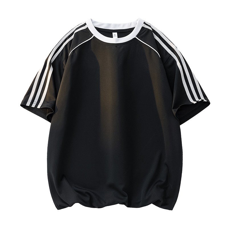 American Short-Sleeved T-Shirt Men'S Summer Heavy Trendy Brand Men'S Half-Sleeved Ice Silk T-Shirt - Image 3