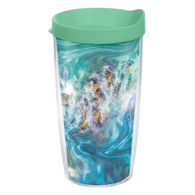 Tervis Teal Splash Made in USA Double Walled Insulated Tumbler Travel Cup Keeps Drinks Cold  Hot 16oz Classic