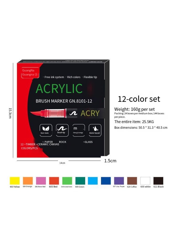 GuangNa 12-Piece Paint Marker Set – Art Markers for Fabric, Rock, Canvas, School & DIY Crafts – Vibrant Water-Based Paint Pens for Artists and Kids - Image 1
