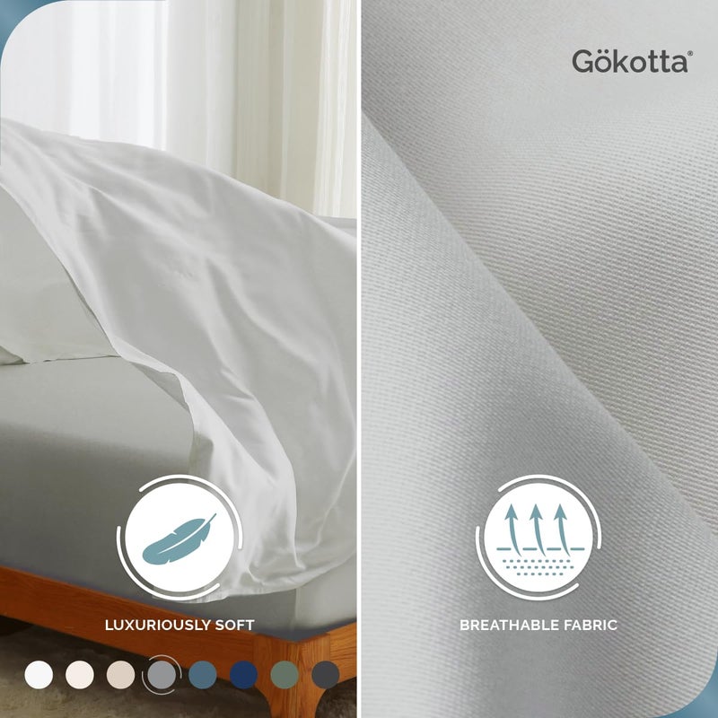 GOKOTTA Full Size Bed Sheets 4 Piece Set  100% Rayon Derived from Bamboo  Cooling for Hot Sleepers-Luxury Breathable Soft Sheets  Deep Pocket 15"" Fitted Sheet with Elastic Corner Straps  Grey - Image 2