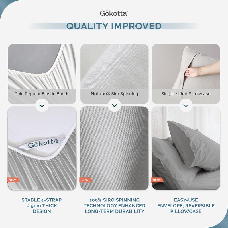 GOKOTTA Full Size Bed Sheets 4 Piece Set  100% Rayon Derived from Bamboo  Cooling for Hot Sleepers-Luxury Breathable Soft Sheets  Deep Pocket 15"" Fitted Sheet with Elastic Corner Straps  Grey - Image 4