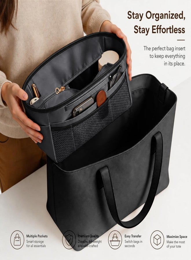 GIVLEFLY Tote Organizer Insert with Multiple Pockets Extra Large zipper purse dividers with Handle(36,Dark Grey) Lightweight Purse Liner with Cup Holder Fit for Saint Louis Large, Neverful and More - Image 5