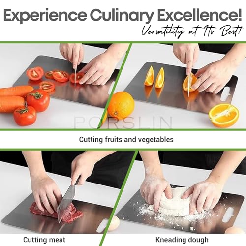 Porslin by Philips Stainless Steel Chopping Board, Chopping Board Steel Vegetable Cutting Board Steel for Kitchen Use, SS Chopper Board, Metal Cutter Board 31 X 21cm, Premium, Heavy Duty - Image 4