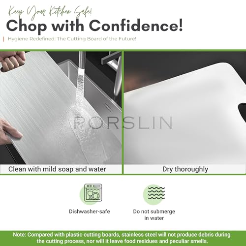 Porslin by Philips Stainless Steel Chopping Board, Chopping Board Steel Vegetable Cutting Board Steel for Kitchen Use, SS Chopper Board, Metal Cutter Board 31 X 21cm, Premium, Heavy Duty - Image 5