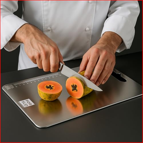 Porslin by Philips Stainless Steel Chopping Board, Chopping Board Steel Vegetable Cutting Board Steel for Kitchen Use, SS Chopper Board, Metal Cutter Board 31 X 21cm, Premium, Heavy Duty - Image 1