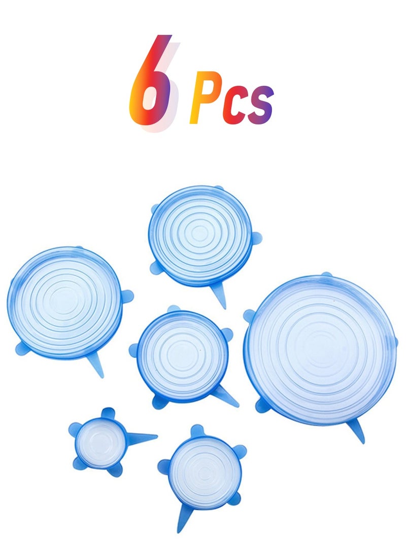 6-Piece Stretchable Tear Resistant Silicone Lids Blue 6-Piecegrams - Image 1