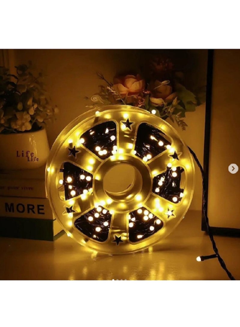 بكرة الليد الخامة البلاستيك فيشة انوار اصفر  بجهاز المود المقاس: 45 متر - Image 1