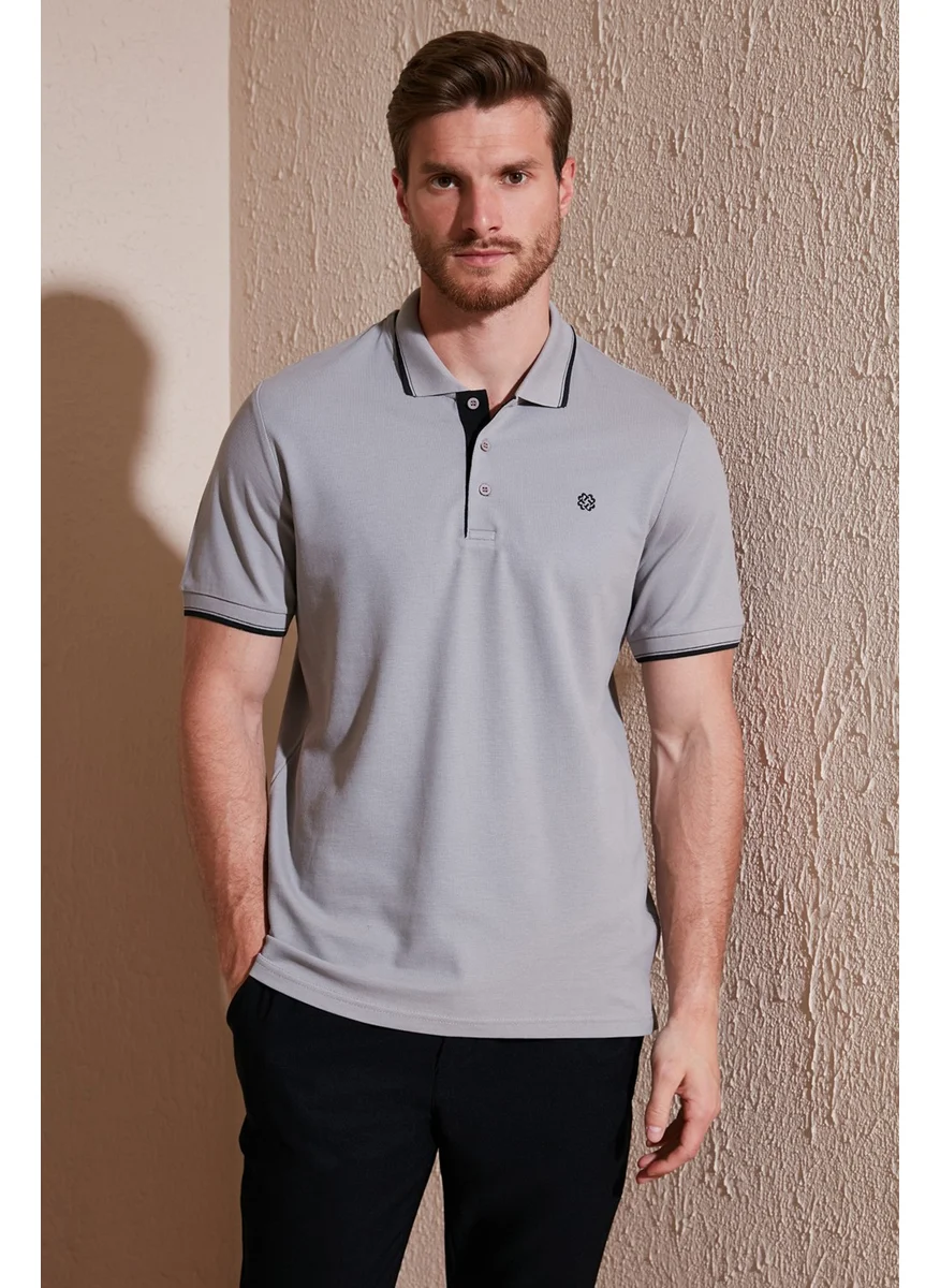 Buratti Cotton Slim Fit Stripe Detailed Buttoned Polo Collar 3-Piece T Shirt Men's T Shirt 5902118S3
