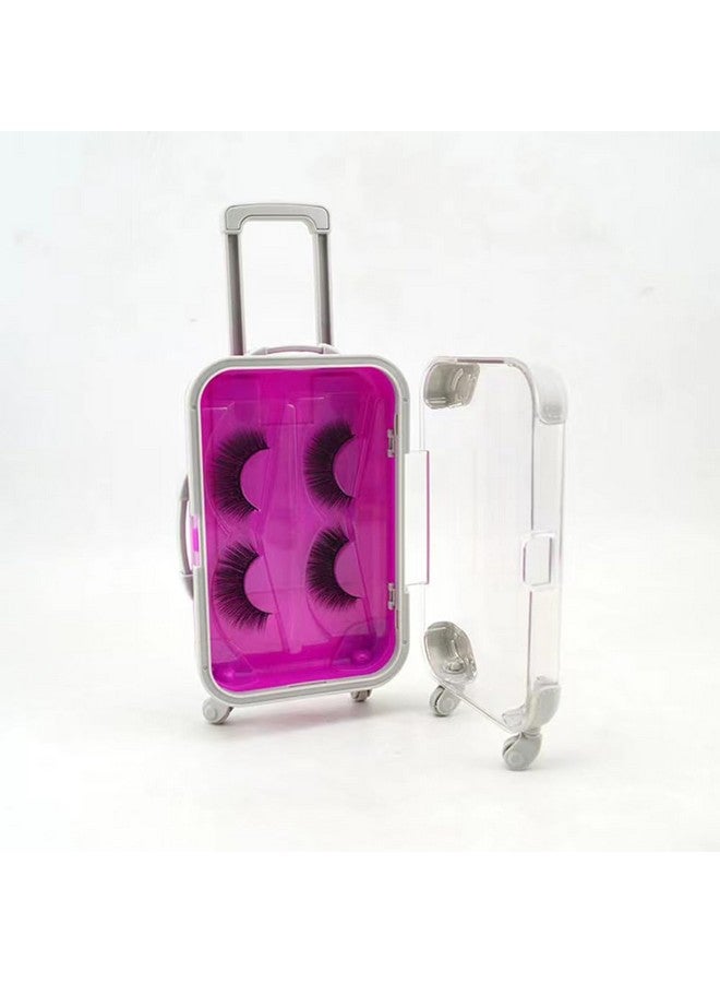 YiQiYi YiQiYi Fake Eyelash Organizer Case Eyelash Extension Mini Suitcase Lashes Organizer Packing Makeup Container Luaage Box for Women Travel 2 Eyelash Tray (Purple) - Image 3