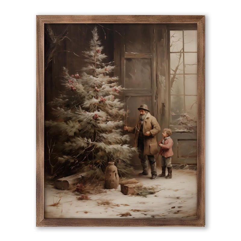 ZEARPT Country Christmas Vintage Painting Print Winter Rustic Wall Art Farmhouse Christmas Holiday Decor Print Christmas Wall Art - Image 3