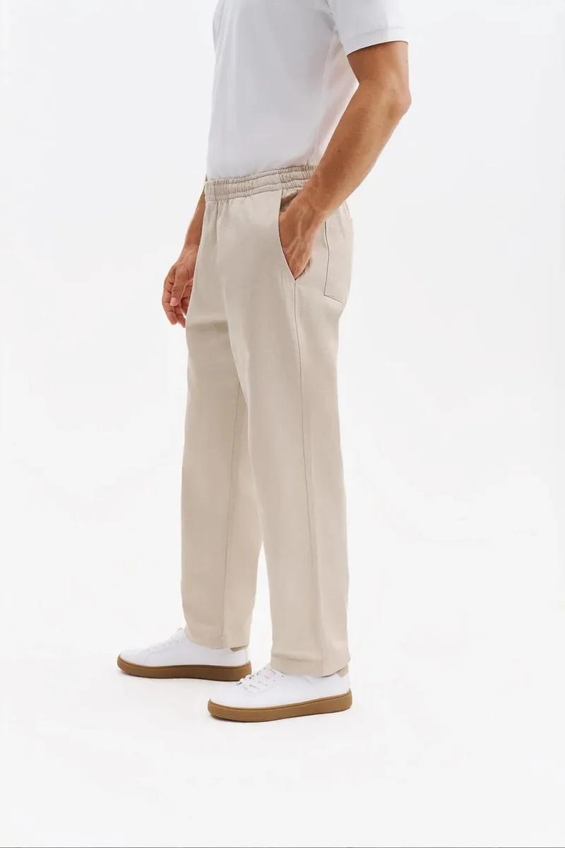 Giesto Beige Natural GIESTO Men's Cotton Stretch Suit Pants for Men | Best Price UAE