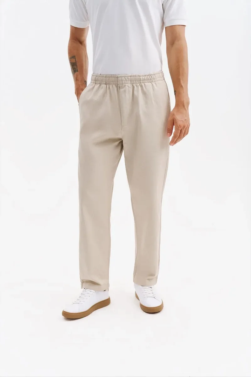 Giesto Beige Natural GIESTO Men's Cotton Stretch Suit Pants for Men | Best Price UAE