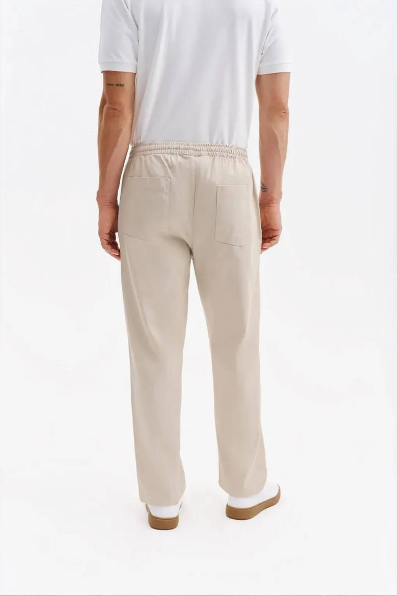 Giesto Beige Natural GIESTO Men's Cotton Stretch Suit Pants for Men | Best Price UAE