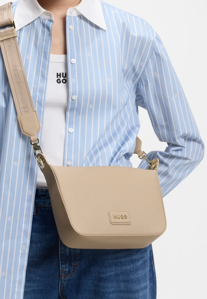 HUGO Light Brown Grained faux-leather shoulder bag with gold-tone hardware for Women | Best Price UAE