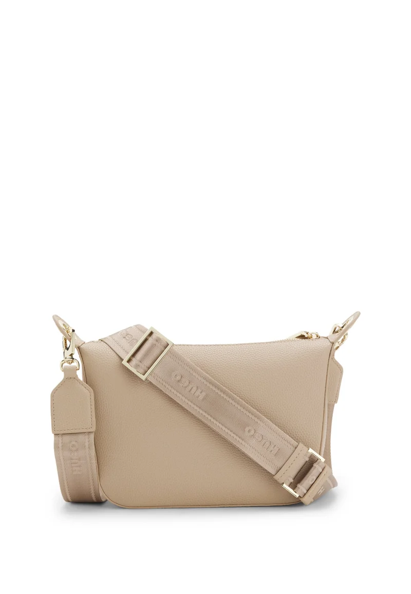 HUGO Light Brown Grained faux-leather shoulder bag with gold-tone hardware for Women | Best Price UAE