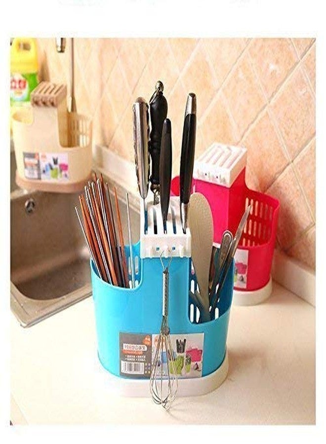 Vroxy Multi Functional Plastic Cutlery Holder Stand Kitchen Drainer Basket Water Draining Tray Organizer for Kitchen Accessories (1Pcs) - Image 4