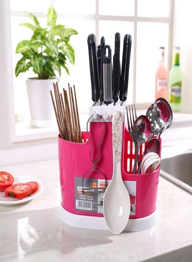 Vroxy Multi Functional Plastic Cutlery Holder Stand Kitchen Drainer Basket Water Draining Tray Organizer for Kitchen Accessories (1Pcs) - Image 2