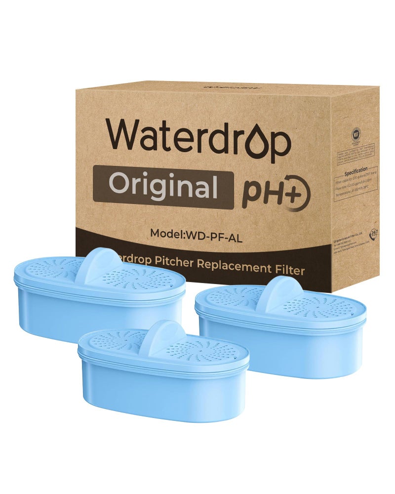 Waterdrop [Original] Waterdrop Alkaline Water Filter Replacement for All Waterdrop Pitcher and Dispenser Filtration System, Increase PH, Improved Coffee Taste, Last Up to 2 Months or 100 Gallons (Pack of 3) - Image 1