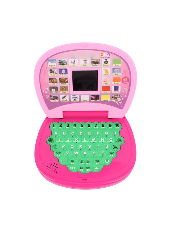 NIBEMINENT Kids Laptop Educational Learning LED Screen Portable Handle Computer Toy for Children Pink  - Image 1