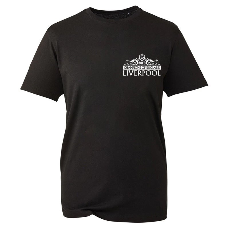 Champions Of England Liverpool Printed Loose T-Shirt Men And Women Casual Short Sleeve - Image 3