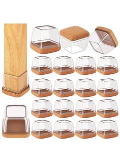 Beauenty 32 Pieces Chair Leg Floor Protectors Square, Silicone Chair Leg Protectors for Hardwood Floors, Chair Leg Caps Covers Protect Wooden Floors from Scratching, Fit: 24cm-37cm, Thick, Won't Tear (Clear)  - Image 1