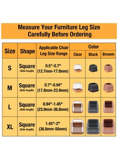 Beauenty 32 Pieces Chair Leg Floor Protectors Square, Silicone Chair Leg Protectors for Hardwood Floors, Chair Leg Caps Covers Protect Wooden Floors from Scratching, Fit: 24cm-37cm, Thick, Won't Tear (Clear)  - Image 2