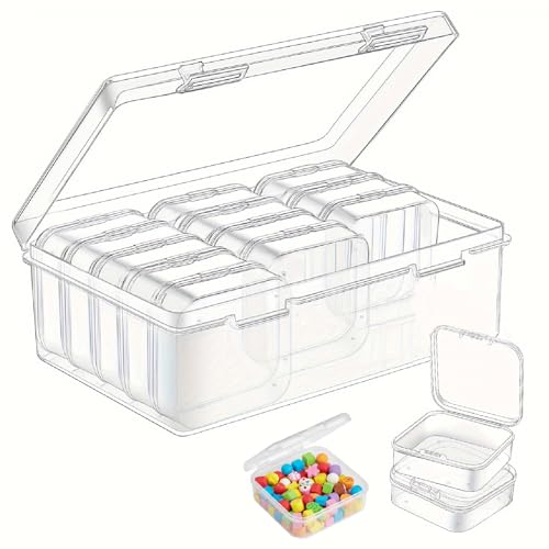 Jubobu Jewellery Organizers Box Set of 16 Pcs,Transparent Jewellery Storage Box Earrings,Jewellery,Necklace,Beads,Used for Storing DIY Craft Organizers(1 Big+15 Small) - Image 1