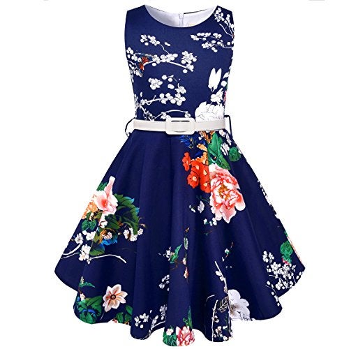 HB HBB MAGIC Girls Vintage Dress 50s Retro Twirling Special Occasion Dresses Size 6-14 Sleeveless Kids Dress - Image 1