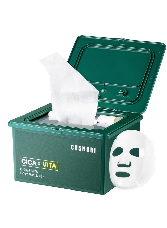 COSNORI Cica & Vita Daily Pure Mask Vegan Daily Mask Sheet Convenient & Quick Soothing Vitality Boosting Care 100% Pure Lyocell Sheet 30 Sheets/11.8 Fl Oz - Image 1
