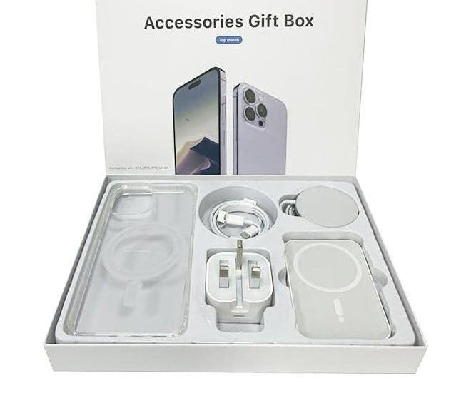 iPhone 16 pro Series Magnetic Charger + PD Fast Charging Cable + British Fast Charging Head + Magnetic Power Bank + Magnetic Phone Case 5-in-1 Gift Set - Image 1