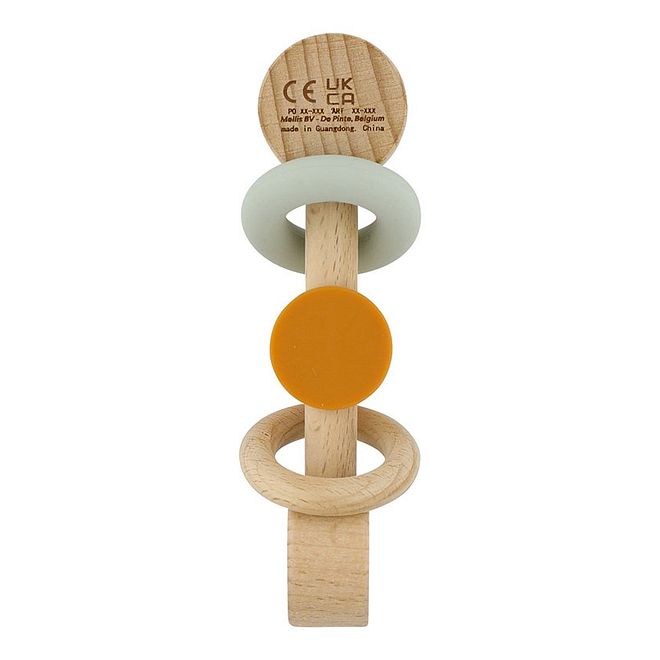 Trixie Wooden Silicone Rattle Mr. Fox Themed, Sensory Stimulation, Teething-Friendly, Motor Skill Development, 0 Months+, 11 x 4.5 x 4.5 cm - Multicolor - Image 3