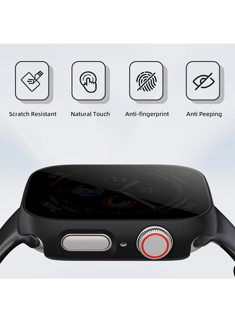 Aookay - [2 Pack] for Apple Watch Series 10/X 46mm Privacy Screen Protector Case, [Anti-Peeping] Ultra-Thin Tempered Glass Case Cover for Apple Watch Series 10/X 46mm (Black) - Image 1