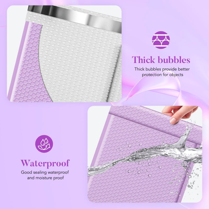 Fuxury Large Bubble Mailers 10.5x16" 40 Pack Self Seal Padded Envelopes Waterproof Mailing Envelopes Bubble Padded Mailers for Packaging, Small Business #5 Lavender - Image 3