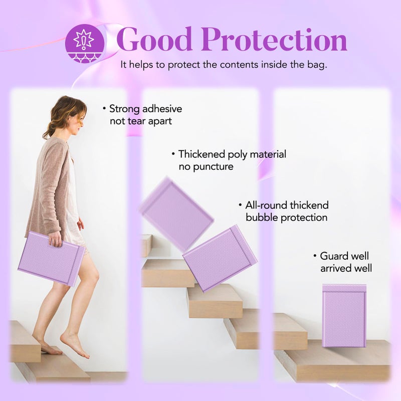 Fuxury Large Bubble Mailers 10.5x16" 40 Pack Self Seal Padded Envelopes Waterproof Mailing Envelopes Bubble Padded Mailers for Packaging, Small Business #5 Lavender - Image 5