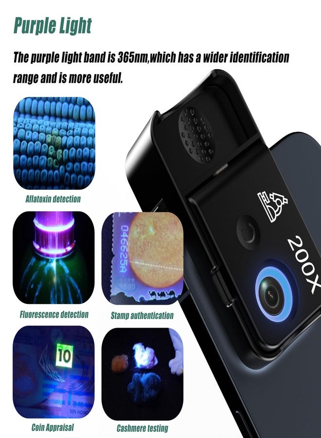 Amoper Phone Microscope 200X Pocket Magnifier Camera with CPL Lens/Lights, Zoom Universal Portable Phone Microscope with Clip for 99% Phone, Perfect for Coin/Stamp/Plant Inspection - Image 5